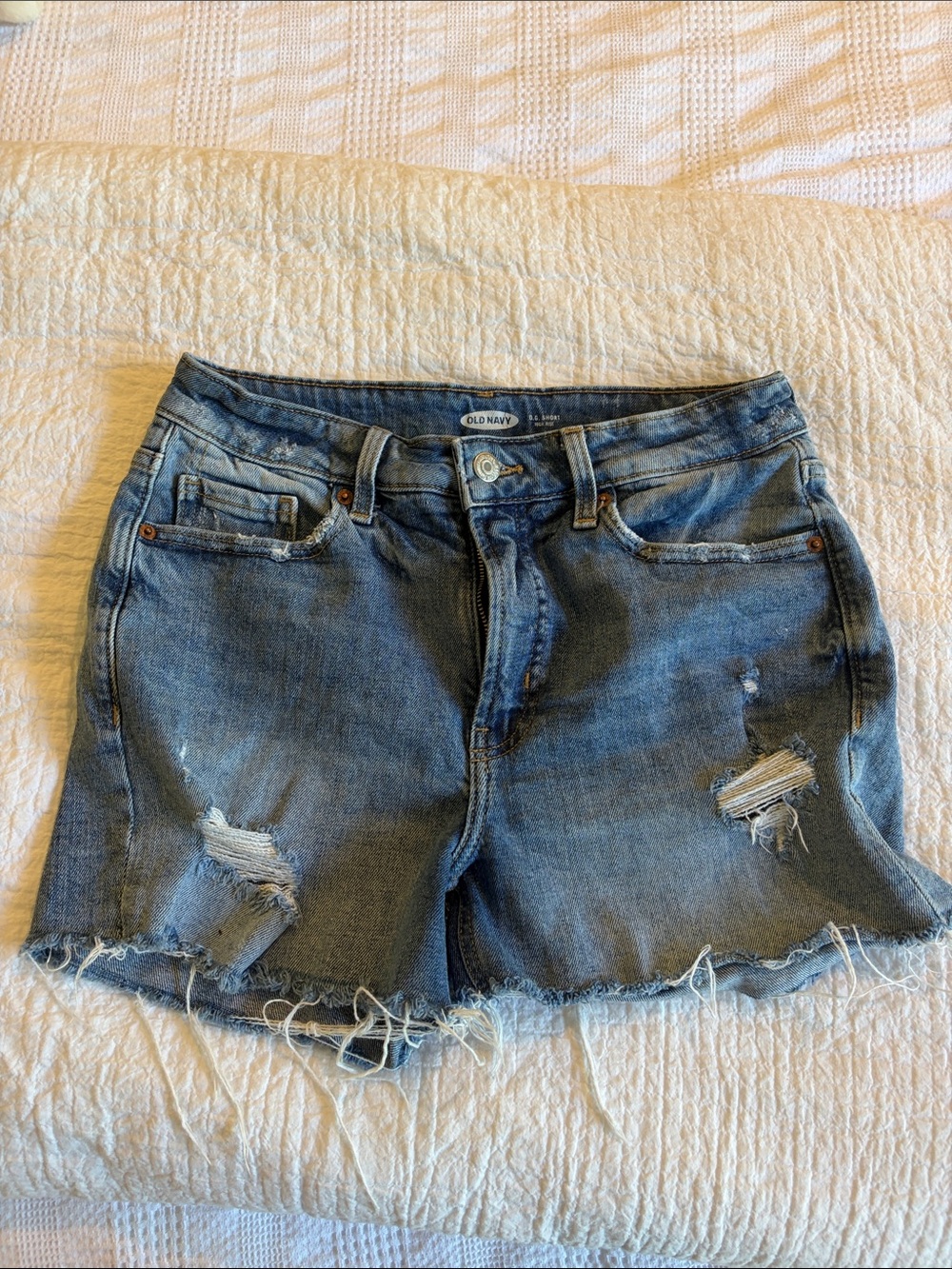 Old Navy Ripped Denim Cutoff Shorts - Blue Wash